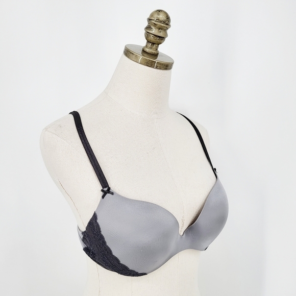 Aerie Jennifer Lace Bra Underwire Padded Cups Adjustable Gray Size 36B - Picture 1 of 9